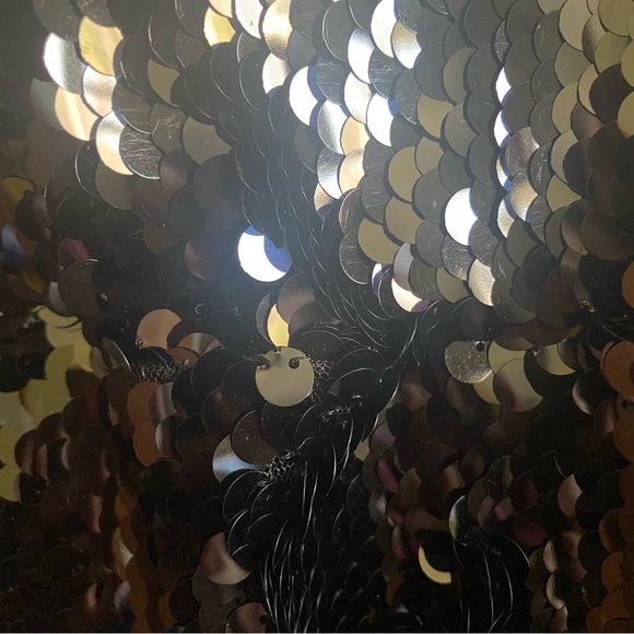 Zara Black Sequin Dress with Floral Applique Detail - Great New Year’s Eve Dress - Picture 14 of 14